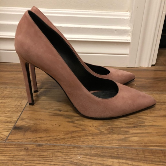 Saint Laurent YSL Dusty Rose Suede Heels - Picture 5 of 7